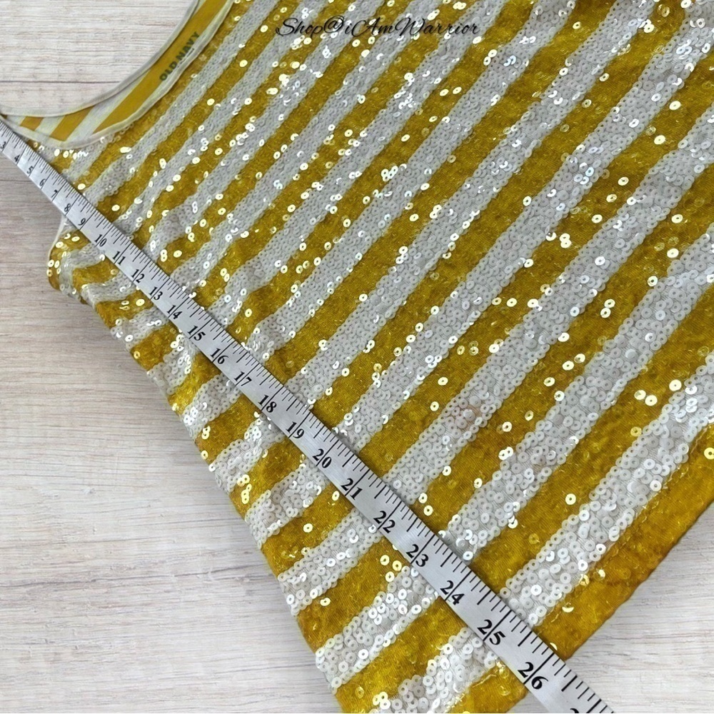 Old Navy marigold & white striped sequin tank top *shop@iamwarrior - Picture 9 of 11